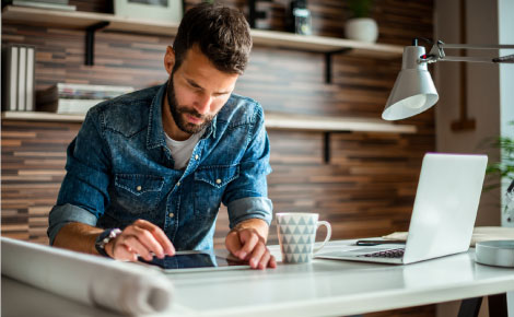 man working at desk 