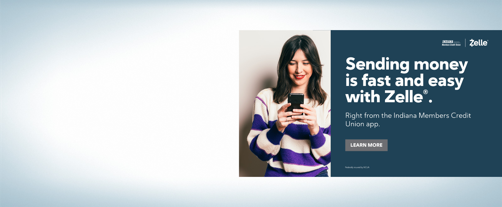 Zelle introduction. Girl holding phone.