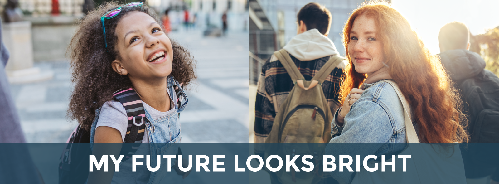 young girls with backpacks