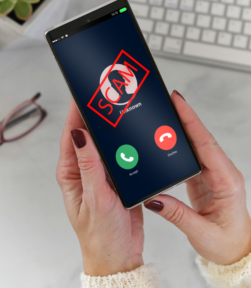 scam alert on a phone