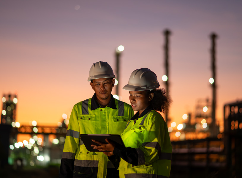 electrical workers at factory