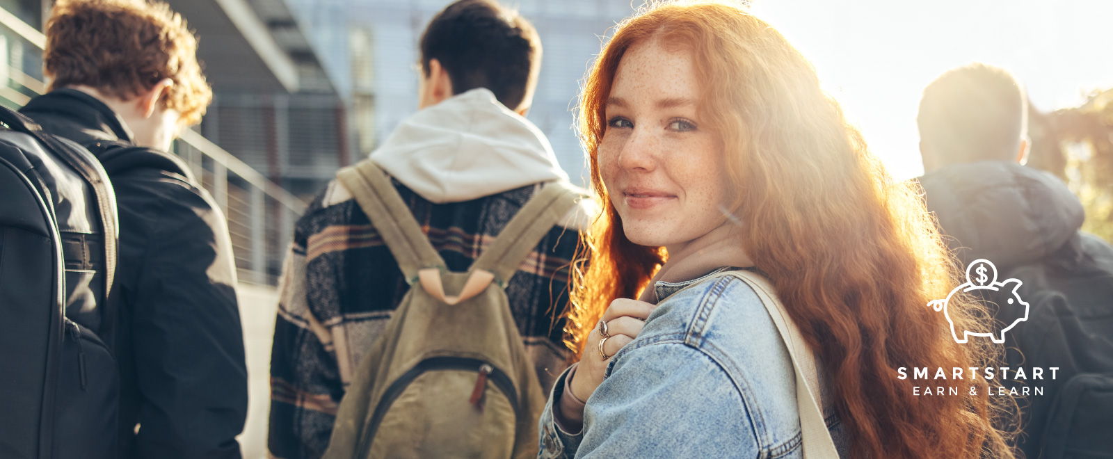 Young girl with backpack