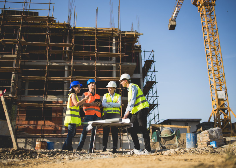 business meeting at a construction site