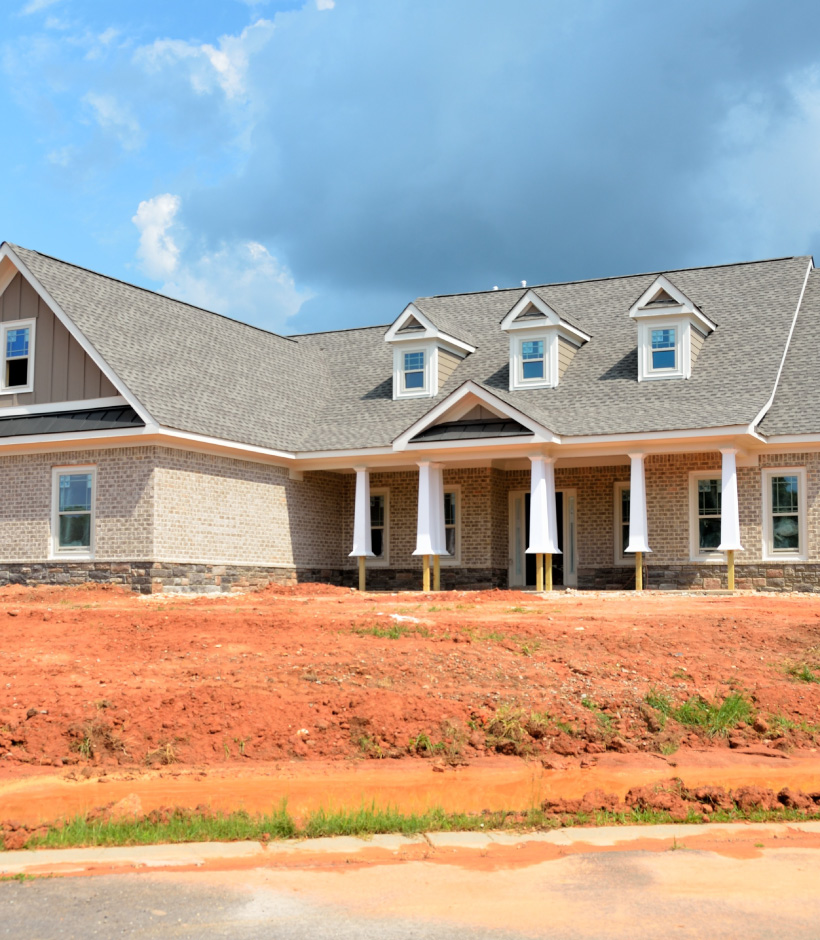 front of home under construction