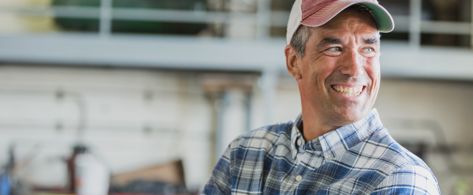 A happy, blue-collar worker