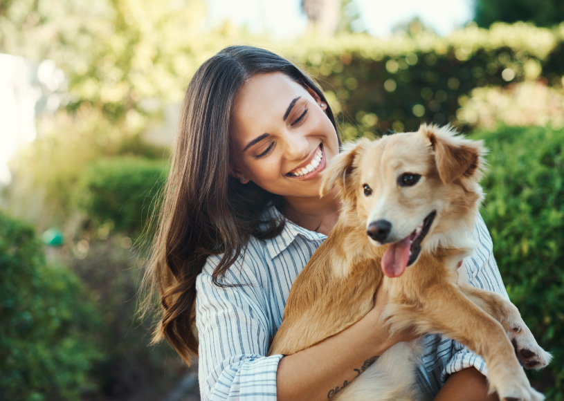 lady holding dog