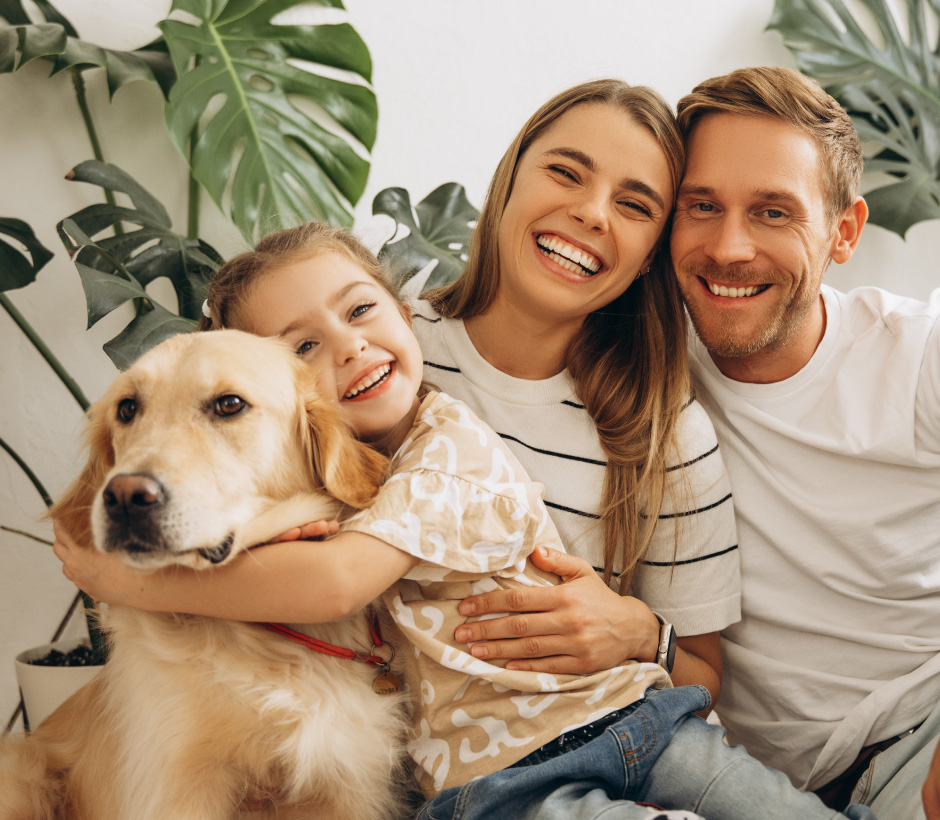 family with dog