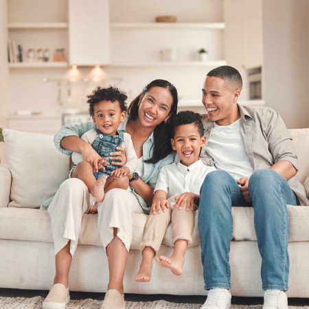 family on a couch