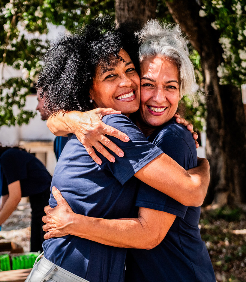 two people hugging