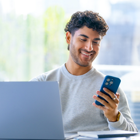 person looking at phone