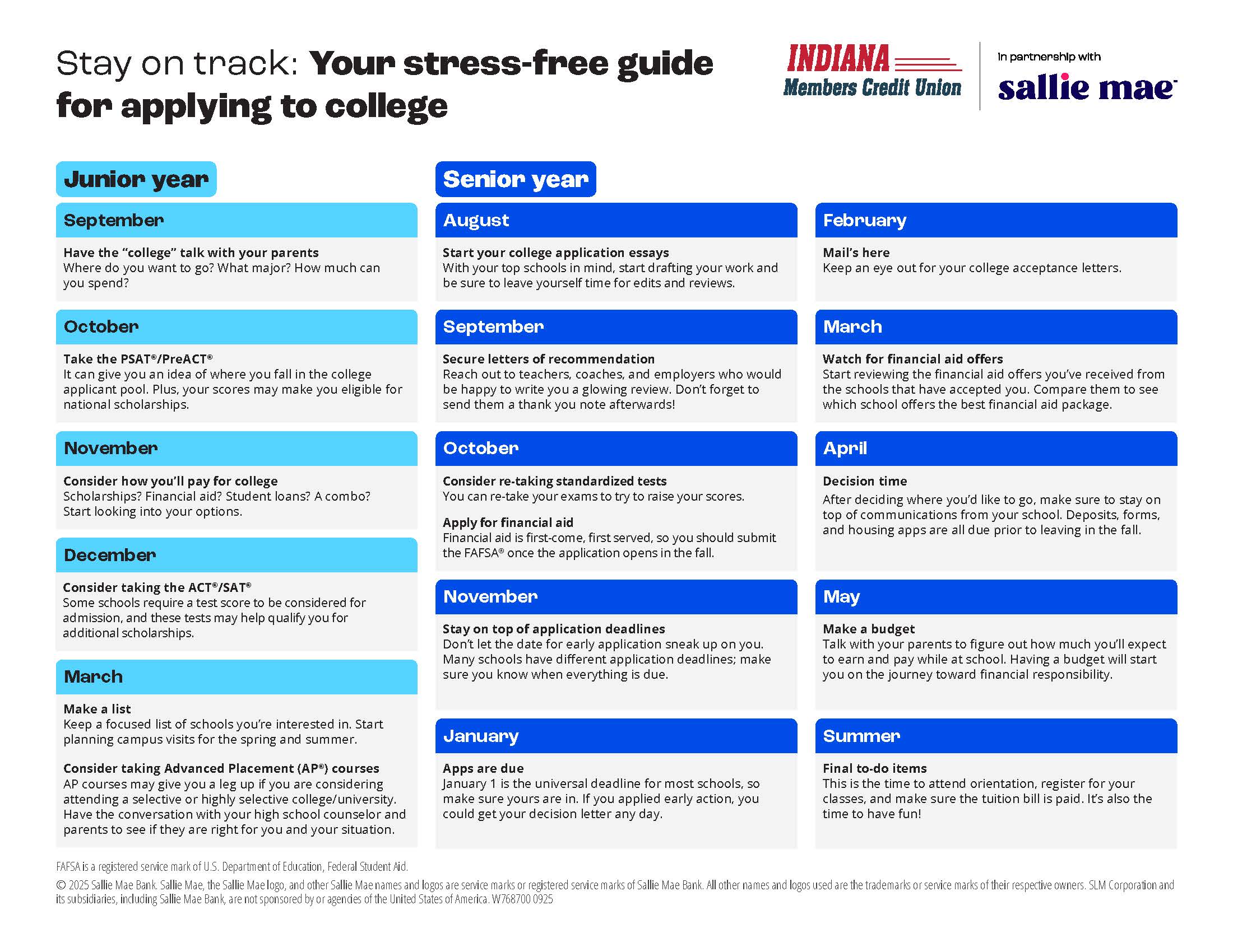 Infographic of a stress-free guide for applying to college