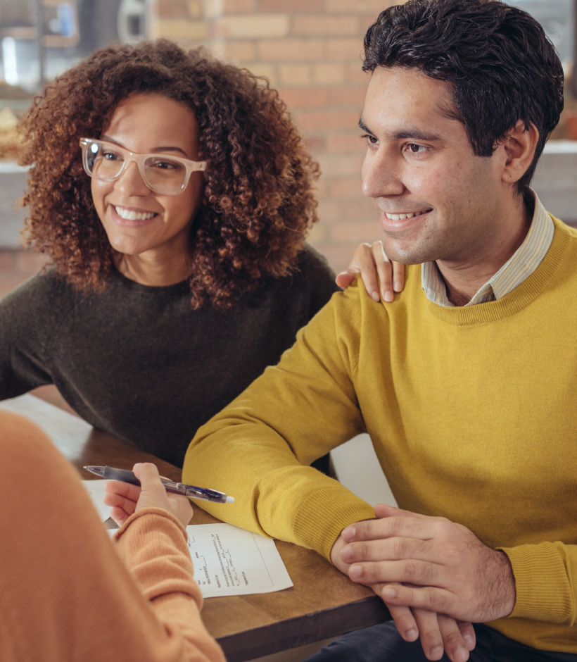 couple discussing paperwork