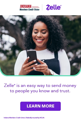 girl holding phone and zelle logo