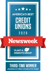 America's Best Credit Unions 2026, Newsweek, Plant-A Insights Group. Third-Time Winner awarded in three consecutive years.